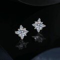 S925 Sterling Silver D Color Moissanite Stud Earrings, Four-Prong Eight-Pointed Star-0-1