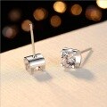 wholesale S925 Sterling Silver Classic One-Carat Single Zirconia Minimalist Versatile Stud Earrings Wholesale One Piece-0-3