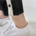 wholesale S925 Sterling Silver ST060 Korean Style INS Minimalist Bead Snake Chain Anklet for Women, Versatile Silver Ankle Jewelry-0-3