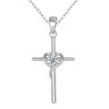 wholesale S925 Sterling Silver Moissanite Cross Necklace with Infinity Symbol Fashion Trendy Minimalist Pendant Collarbone Chain-0-8