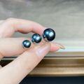 wholesale S925 Sterling Silver Pearl Earrings for Women, Ins Style, 8mm/10mm/12mm, Minimalist Japanese Korean Jewelry, Tahitian Pearl-0-2
