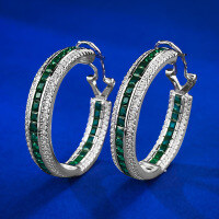 wholesale 925 Silver Metal Material New Style Emerald Ear Hoops for Women, Hot Selling on AliExpress and Wish for Cross-Border-E325 Green Diamond 925 Silver