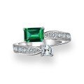 wholesale Metal Material First, Shipei Jewelry New Style Trendy 1ct Lab-Grown Emerald 5*7 High-Carbon Diamond Ring Women's-0-5