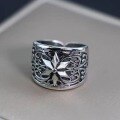 wholesale Metal material, European and American cross-border hexagram ring vintage style European and American design totem geometric men's hip-hop aged-0-2