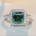 wholesale 925 Silver New ZHUO Zhifang Jewelry 8*8 Emerald Asscher Cut Pagoda Ring, Hot Seller on Cross-Border AliExpress-0-0