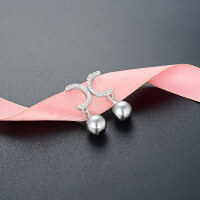 wholesale S925 Sterling Silver C Letter Fresh and Delicate Earrings, Korean-style Pearl-inlaid Studs, Minimalist and Unique Three-dimensional Dangle Earrings for Women-Earrings>925 Silver