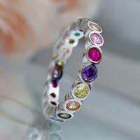 wholesale S925 Silver Zhuo Zhifan Jewelry New-R269 Bezel Colored Diamond No. 6