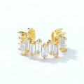 wholesale S925 Sterling Silver Japanese Korean Light Luxury Minimalist Irregular Trapezoidal White Zircon Ear Cartilage Clip Small Fresh Earrings Wholesale-0-2