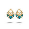 wholesale S925 solid gold-plated silver with enamel openwork earrings, new Chinese-style fashion national trend jewelry-0-0