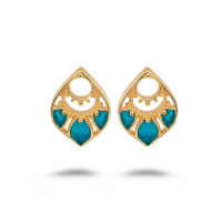wholesale S925 solid gold-plated silver with enamel openwork earrings, new Chinese-style fashion national trend jewelry-Enamel Window Earrings 925 Silver