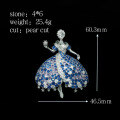 wholesale 925 Silver Gold-Plated High Carbon Diamond Dancing Fairy Royal Blue High Jewelry Women's Brooch-0-1
