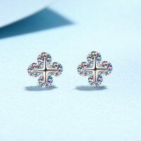 wholesale S925 Sterling Silver Moissanite Star Earrings, Fashionable Commuter Earrings, Gift for Girlfriend-80 points (Moissanite)  925 silver