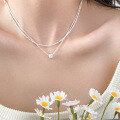 wholesale S925 Silver Fresh Sweet Ins Style Niche Design Slim Waist Double Layer Starry Sky Necklace Y02169-0-0