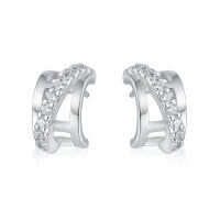 wholesale 925 Sterling Silver New European and American Fashion Earrings for Women, Small and Unique Design Semi-Circle Hoop Earrings, Personalized Circular Ins Style Earrings-Platinum 925 silver