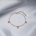 wholesale S925 Sterling Silver Round Bead Rose Gold Women's Fashion Korean Style Striped Cylinder Chain Bracelet Jewelry-0-2