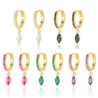 wholesale S925 silver foreign trade jewelry, small and elegant earrings, versatile colored zircon earrings for women, cross-border supply-Black>925 silver