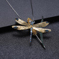 wholesale S925 Sterling Silver Designer Brooch Pendant Two-Way Dragonfly Design High-End Natural Topaz Necklace Pendant-0-2