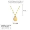 wholesale S925 Sterling Silver Matte Gold Apple Pendant Necklace for Women,-0-5