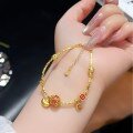 wholesale Gold-plated S925 Sterling Silver Small Fragmented Beads Bracelet, Minimalist Design, Elegant Bangle, Valentine's Day Gift for 520-0-2
