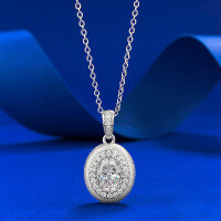 wholesale S925 Sterling Silver Retro Egg-shaped Brushed Pendant 5*7mm High-end Versatile Design Necklace Live-N467 Silver Egg-Shaped Brushed Necklace [with Chain]  925 Silver