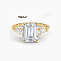 wholesale S925 Sterling Silver with Gold Plated, 1ct Moissanite Engagement Ring, Oval Cushion Cut, Factory Stock Wholesale-0-1