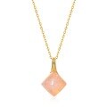 wholesale 925 silver Korean-style light luxury autumn and winter style pink crystal necklace, ins style minimalist and versatile pendant collarbone chain for women wholesale-0-5