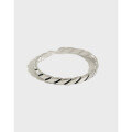 wholesale S925 Sterling Silver 167 Korean Style Vintage Aged Crisscross Pattern Adjustable Open Ring-0-0