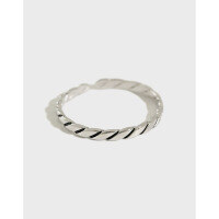 wholesale S925 Sterling Silver 167 Korean Style Vintage Aged Crisscross Pattern Adjustable Open Ring-White gold Adjustable opening