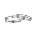 wholesale 925 Sterling Silver Adjustable Open Ring with Design Sense for Maker Our Love Couple Give You My Love-0-4