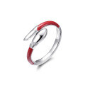 wholesale S925 Sterling Silver Snake Blessing Ring for Women, New Chinese Style Year of the Snake Red Zodiac Adjustable Index Finger Ring-0-4
