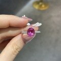 wholesale S925 Silver Classic Oval 3ct 8*10mm Pink Sapphire Ring for Women's Engagement, Live Sale Hot Item-0-0