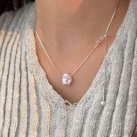 wholesale S925 Sterling Silver Baroque Swarovski Pearl Necklace for Women, Korean New Style Elegant and Versatile Luxury Adjustable Choker-Sterling silver