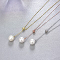 wholesale S925 Sterling Silver Korean Fashion Minimalist Style Adjustable Y-Shaped Pearl Pendant Necklace for Women-0-2