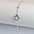 wholesale S925 Sterling Silver Four-Leaf Clover Bracelet for Women, Handmade, Forest Style, Fresh and Sweet, Minimalist, for Students and Best Friends, Dainty Hand Accessory, Non-Tarnish-0-5