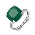 wholesale S925 sterling silver designer natural green agate ring with a large gemstone, exuding European and American personality and elegance-0-4