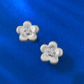 wholesale S925 Gold-Plated Silver Vintage Chinese Style Filigree Diamond Small Flower Stud Earrings-0-2