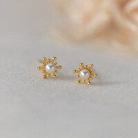 wholesale S925 Sterling Silver Flower Bud Design Floral Earrings Christmas Snowflake Earrings M01793-S925 silver pair gold 925 silver