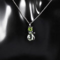 wholesale S925 Silver Light Luxury Personalized Design Natural Gemstone Cat Pendant with a Premium Feel, Inlaid with Green Amethyst Necklace Pendant-0-1