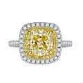 wholesale S925 silver, 8*8 chunky square yellow zircon high-carbon diamond ring for women, foreign trade cross-border-0-4