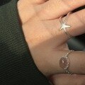 wholesale 925 Sterling Silver Matte Sandblasted Starfish Ring Minimalist Stackable Star Ring for Women-0-2