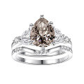 wholesale S925 Sterling Silver 2-Carat Pear-Shaped Moissanite Ring Set for Women, High-End Silver Jewelry Wholesale-0-18