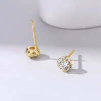 wholesale 925 Sterling Silver Geometric Micro-inlaid Zircon Earrings For Women,ins。-F1673-Gold 925 Silver