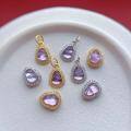 wholesale S925 ancient method gold-plated silver setting with natural amethyst crystal gourd spacer bead pendant bracelet necklace drop pendant-0-2