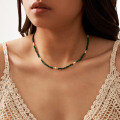 wholesale S925 Sterling Silver Natural Freshwater Pearl Malachite Bead Choker Necklace for Women with a High-End Feel-0-3