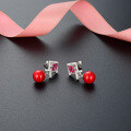 wholesale S925 Silver Red Festive Shell Pearl Earrings Korean Simple Zircon Ear Drops for Women Ethnic Style Diamond-Studded Ear Studs-0-1
