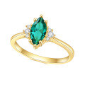 wholesale [14K Gold Plated] S925 Sterling Silver Emerald Nano Ring, Fashionable and Elegant Minimalist Luxury Gemstone Ring-0-4