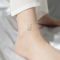 wholesale S925 Silver Ankle Bracelet for Women, Longevity Lock, Small and Fresh, Hollow-Out, Cute Bell, Ethnic Style Ankle Jewelry S1621-S925 Silver Anklet 925 Silver