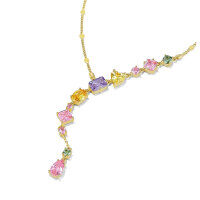 wholesale S925 Sterling Silver Designer's Early Spring Color Palette Series Colorful Necklace for Women, High-End and Niche Collarbone Chain-xb1385-Colored diamond tassel necklace