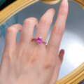 wholesale S925 Sterling Silver 6*8mm Pink Crystal Ring Women's Ins Style Daily Minimalist Versatile-0-3