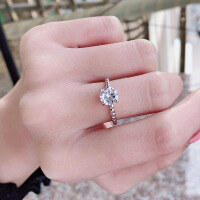 wholesale 925 Sterling Silver Four-Prong Diamond Ring for Women, Group Setting, Fashionable 1 Carat Silver Ring, Exquisite and Unique Jewelry-White No. 5